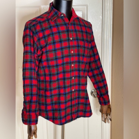 Pendleton Other - VTG Pendleton Flannel Shirt Mens Medium Red Tartan Plaid Wool Long Sleeve​​​